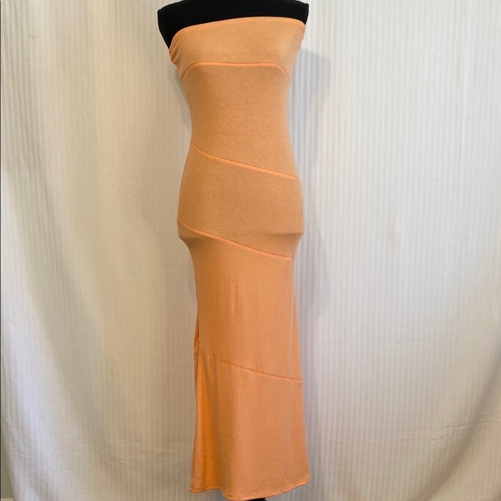 Strapless Maxi Dress Resort Wear Pastel Orange NWT See You Monday Large Body-Con - Picture 2 of 8